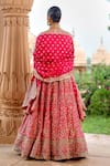 Shop_Jigar Mali_Fuchsia Banarsi Embroidery Cutdana Leaf Neck Bridal Lehenga Set  _at_Aza_Fashions