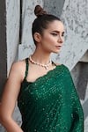 Shop_Jigar Mali_Green Butterfly Net Embroidery Sequin Scallop Neck Saree With Blouse _Online_at_Aza_Fashions