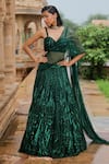 Buy_Jigar Mali_Green Butterfly Net And Soft Net Lining Lehenga Saree With Blouse  _at_Aza_Fashions