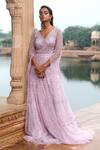 Buy Jigar Mali Purple Butterfly Net, Lining Satin Sequin And Embellished Cape Sleeve Gown at Aza Fashions Buy_Jigar Mali_Purple Butterfly Net, Lining Satin Sequin And Embellished Cape Sleeve Gown _at_Aza_Fashions