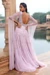 Shop Jigar Mali Purple Butterfly Net, Lining Satin Sequin And Embellished Cape Sleeve Gown at Aza Fashions Shop_Jigar Mali_Purple Butterfly Net, Lining Satin Sequin And Embellished Cape Sleeve Gown _at_Aza_Fashions