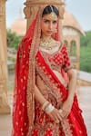 Shop_Jigar Mali_Red Raw Silk Woven And Embroidered Zardozi & Aari Bridal Lehenga Set  _at_Aza_Fashions