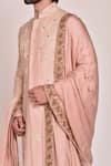 Jatin Malik_Pink Slub Silk Embroidered Sherwani Set _at_Aza_Fashions