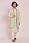 Buy_Jatin Malik_Blue Cotton , Slub Embroidered Jacket And Kurta Set _Online_at_Aza_Fashions