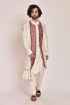 Buy_Jatin Malik_White Cotton , Slub Embroidered Jacket And Kurta Set _at_Aza_Fashions