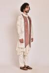 Jatin Malik_White Cotton , Slub Embroidered Jacket And Kurta Set _Online_at_Aza_Fashions