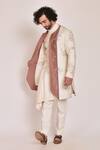Buy_Jatin Malik_White Cotton , Slub Embroidered Jacket And Kurta Set _Online_at_Aza_Fashions