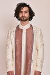 Jatin Malik_White Cotton , Slub Embroidered Jacket And Kurta Set _at_Aza_Fashions