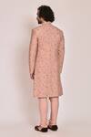 Shop_Jatin Malik_Peach Slub Silk Embroidered Sherwani Set _at_Aza_Fashions