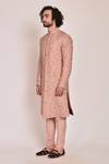 Buy_Jatin Malik_Peach Slub Silk Embroidered Sherwani Set _Online_at_Aza_Fashions