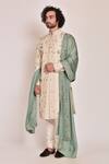 Buy_Jatin Malik_White Linen Silk Embroidered Sherwani Set _Online_at_Aza_Fashions