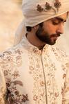 Jatin Malik_White Linen Silk Embroidered Sherwani Set _at_Aza_Fashions