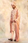 Buy_Jatin Malik_Pink Linen Silk Embroidered Sherwani Set _at_Aza_Fashions