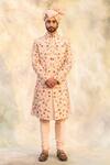 Shop_Jatin Malik_Pink Linen Silk Embroidered Sherwani Set _at_Aza_Fashions