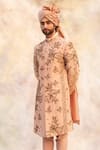 Jatin Malik_Peach Linen Silk Embroidered Sherwani Set _Online_at_Aza_Fashions