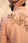 Shop_Jatin Malik_Peach Linen Silk Embroidered Sherwani Set _Online_at_Aza_Fashions