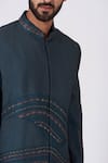 Buy_Jatin Malik_Blue Slub Silk Embroidered Bandhgala And Pant Set_Online_at_Aza_Fashions