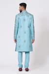 Shop_Jatin Malik_Blue Linen Silk Sherwani Set _at_Aza_Fashions