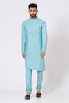 Buy_Jatin Malik_Blue Linen Silk Sherwani Set _Online_at_Aza_Fashions