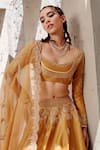 Shop_Jigar Mali_Yellow Chanderi Embroidery Dori U Neck Lehenga Set _at_Aza_Fashions