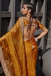 Jigar Mali_Yellow Chanderi Embroidery Dori V Neck Saree With Blouse _Online_at_Aza_Fashions