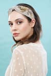 Buy_Joey & Pooh_Beige Embroidered Floral Hairband _Online_at_Aza_Fashions