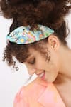 Joey & Pooh_Green Embroidered Printed Hairband _Online_at_Aza_Fashions