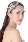 Shop_Payal Singhal Accessories_Grey Embroidered Leah Headband_at_Aza_Fashions