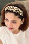Payal Singhal Accessories Black Embroidered Afrah Headband at Aza Fashions Payal Singhal Accessories_Black Embroidered Afrah Headband_at_Aza_Fashions