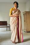 Shop_Shorshe Clothing_Beige Chanderi Embellished Saree _at_Aza_Fashions