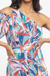 Buy_Mandira Wirk Resort_Blue Chiffon Geometric One Shoulder Jumpsuit _Online_at_Aza_Fashions