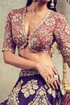 Shop_JAYANTI REDDY_Red Raw Silk V Neck Embroidered Lehenga Set  _at_Aza_Fashions