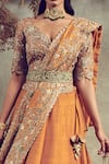 JAYANTI REDDY_Yellow Raw Silk V Neck Embroidered Bridal Lehenga Set  _Online_at_Aza_Fashions