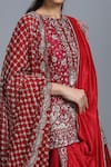 Shop_Jayanti Reddy_Maroon Embroidered Tunic Lehenga Set _at_Aza_Fashions
