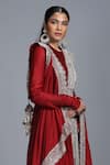 Shop_Jayanti Reddy_Maroon Chanderi Silk Anarkali Set _at_Aza_Fashions