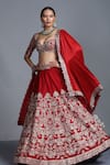 Buy_Jayanti Reddy_Red Silk Sweetheart Neck Bridal Lehenga Set _at_Aza_Fashions