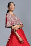 Shop_Jayanti Reddy_Red Silk Capelet And Lehenga Set _at_Aza_Fashions