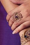 Charkhee_Gold Plated Zari, Stones Embellished Ring_Online_at_Aza_Fashions