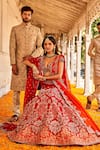 Shop_JAYANTI REDDY_Red Raw Silk Embroidered Zardozi Humming Bird Bridal Lehenga Set  _at_Aza_Fashions