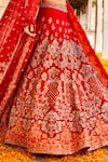 Buy_JAYANTI REDDY_Red Raw Silk Embroidered Zardozi Humming Bird Bridal Lehenga Set  _Online_at_Aza_Fashions