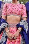 Buy_JAYANTI REDDY_Pink Raw Silk Embroidered Zardozi Crew Banarasi Bridal Lehenga Set  _Online_at_Aza_Fashions