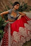 Shop_Jayanti Reddy_Red Raw Silk, Organza Zardozi Scoop Neck Embroidered Bridal Lehenga Set _Online_at_Aza_Fashions