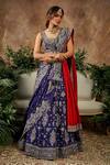 Buy_Jayanti Reddy_Purple , Raw Zardozi U Neck Embroidered Bridal Lehenga Set _at_Aza_Fashions