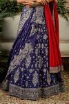 Buy_Jayanti Reddy_Purple , Raw Zardozi U Neck Embroidered Bridal Lehenga Set _Online_at_Aza_Fashions