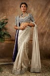 Buy_JAYANTI REDDY_Beige Silk Embroidered Zardozi Sweetheart Saree With Blouse And Dupatta  _at_Aza_Fashions