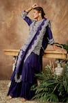 Buy_Jayanti Reddy_Purple Silk, Georgette Zardozi Round Embroidered Tunic Sharara Set _at_Aza_Fashions