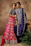 Shop_Jayanti Reddy_Purple Silk, Georgette Zardozi Round Embroidered Tunic Sharara Set _at_Aza_Fashions