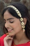 Just Shradhas_Gold Plated Kundan Headband Jhumkas_Online_at_Aza_Fashions