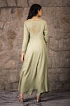 Shop_Inej_Green Rayon Flex V Neck Angrakha Set _at_Aza_Fashions