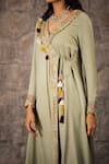 Inej_Green Rayon Flex V Neck Angrakha Set _at_Aza_Fashions
